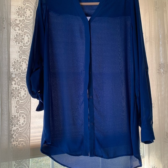 Bundle of 3  $40 .Sheer blouses Size M, Apt. 9. Black, royal blue and hot pink. - Picture 3 of 11